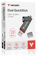 VERBATIM 32040 128GB USB 3.2 Gen 1 A/USB-C Dual QuickStick Flash Drive Mem&oacute;ria k&aacute;rtya / Pendrive - Pendrive - 514264
