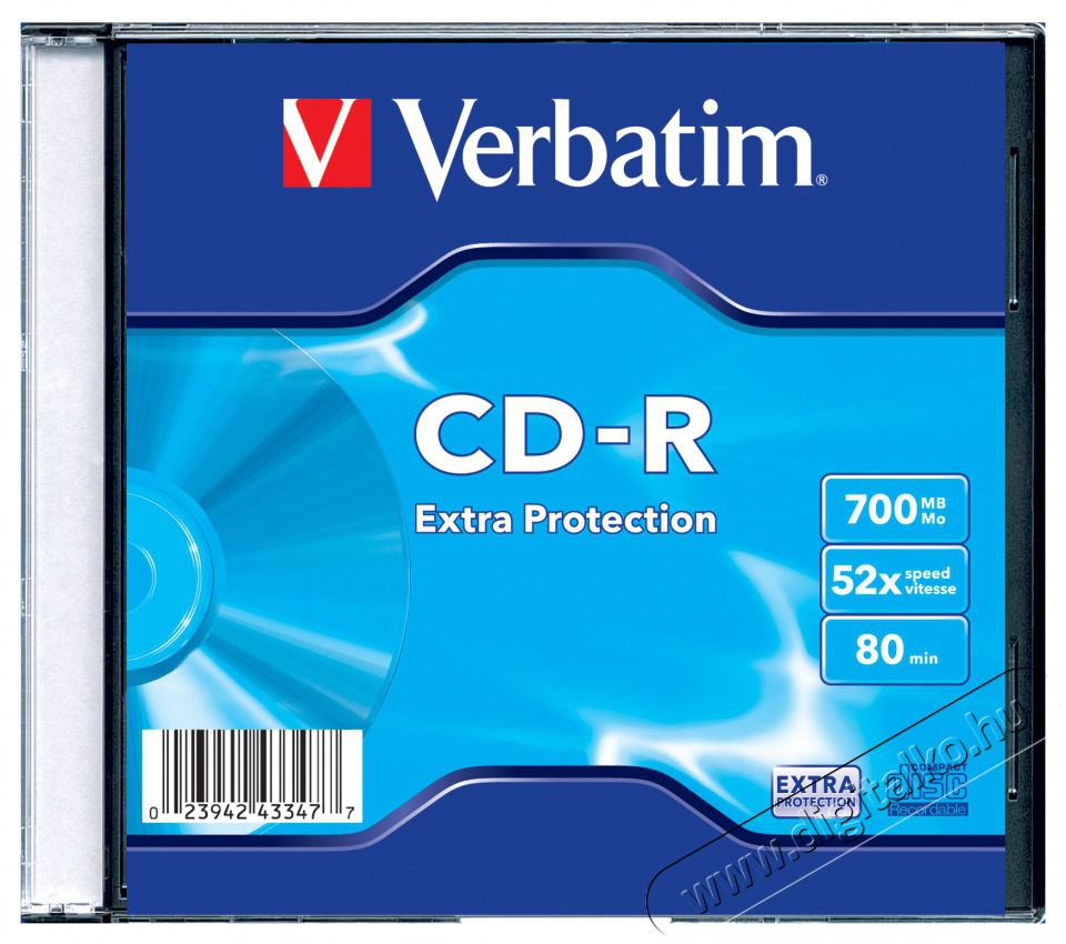 VERBATIM 43347 CD-R 700MB/52x/extra protection &iacute;rhat&oacute; fel&uuml;let/egyszer &iacute;rhat&oacute; CD 1db (műanyag tokos) Audio-Video / Hifi / Multim&eacute;dia - Hordozhat&oacute; CD / DVD / Multim&eacute;dia k&eacute;sz&uuml;l&eacute;k - Hordozhat&oacute; CD / Multim&eacute;dia r&aacute;di&oacute;magn&oacute; / Boombox - 514151