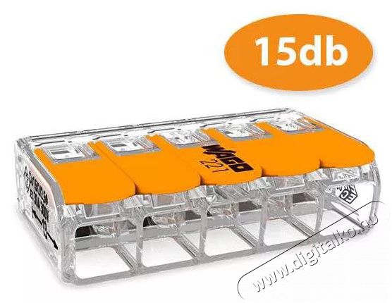 WAGO 221-615 15db/csomag 41A/450V le&aacute;gaz&aacute;s 5x 0,5-6mm2 &aacute;tl&aacute;tsz&oacute; vezet&eacute;k&ouml;sszek&ouml;tő H&aacute;ztart&aacute;s / Otthon / K&uuml;lt&eacute;r - Egy&eacute;b h&aacute;ztart&aacute;si term&eacute;k - 394618