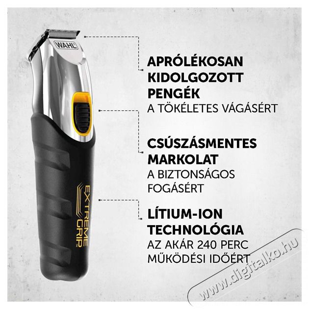 Wahl Extreme Grip vezet&eacute;k n&eacute;lk&uuml;li szak&aacute;llv&aacute;g&oacute; Sz&eacute;ps&eacute;g&aacute;pol&aacute;s / Eg&eacute;szs&eacute;g - Szőrtelen&iacute;tő / borotva - Arc- &eacute;s testszőrzet v&aacute;g&oacute;, form&aacute;z&oacute; - 501783