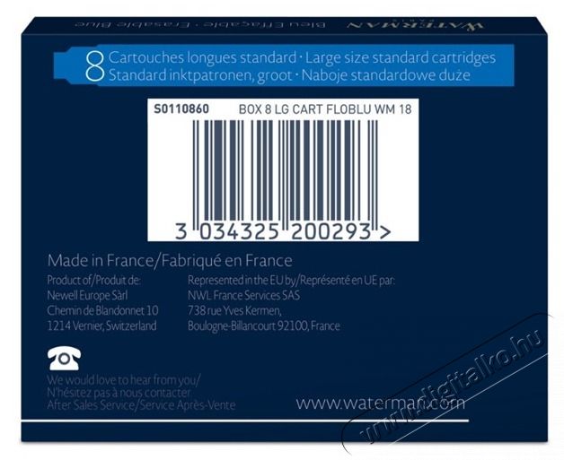 Waterman S0110860 k&eacute;k tintapatron Iroda &eacute;s sz&aacute;m&iacute;t&aacute;stechnika - Nyomtat&oacute; - Kieg&eacute;sz&iacute;tő - 405544