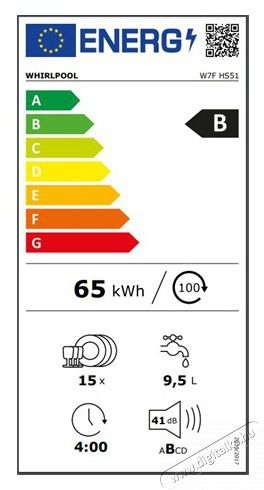 Whirlpool W7F HS51 MOSOGAT&Oacute;G&Eacute;P 15 TER&Iacute;T&Eacute;K Konyhai term&eacute;kek - Mosogat&oacute;g&eacute;p - Norm&aacute;l (60cm) szabadon&aacute;ll&oacute; mosogat&oacute;g&eacute;p - 479683