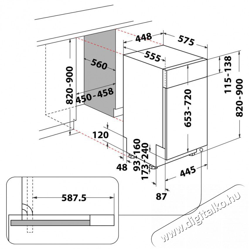 Whirlpool WSBC 3M27 X be&eacute;p&iacute;thető keskeny 10 ter&iacute;t&eacute;kes inox mosogat&oacute;g&eacute;p Konyhai term&eacute;kek - Mosogat&oacute;g&eacute;p - Keskeny (45cm-ig) be&eacute;p&iacute;thető mosogat&oacute;g&eacute;p - 502623