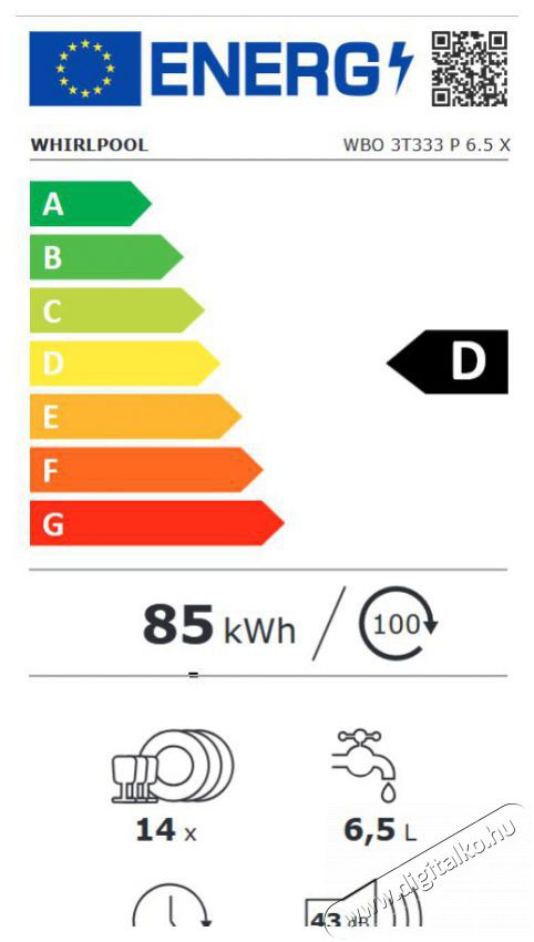 Whirlpool WBO 3T333 P 6.5 X MOSOGAT&Oacute;G&Eacute;P BE&Eacute;P&Iacute;THETŐ 14 TER&Iacute;T&Eacute;K Konyhai term&eacute;kek - Mosogat&oacute;g&eacute;p - Norm&aacute;l (60cm) be&eacute;p&iacute;thető mosogat&oacute;g&eacute;p - 373310