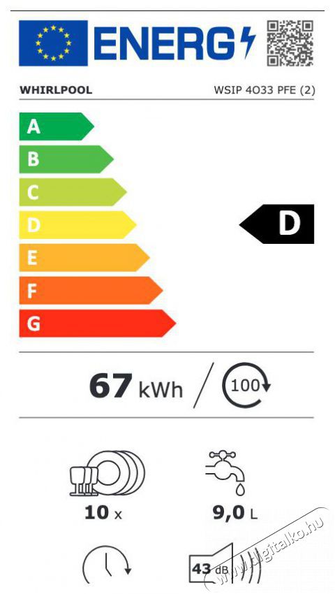 Whirlpool WSIP 4O33 PFE keskeny be&eacute;p&iacute;thető mosogat&oacute;g&eacute;p Konyhai term&eacute;kek - Mosogat&oacute;g&eacute;p - Keskeny (45cm-ig) be&eacute;p&iacute;thető mosogat&oacute;g&eacute;p - 348502