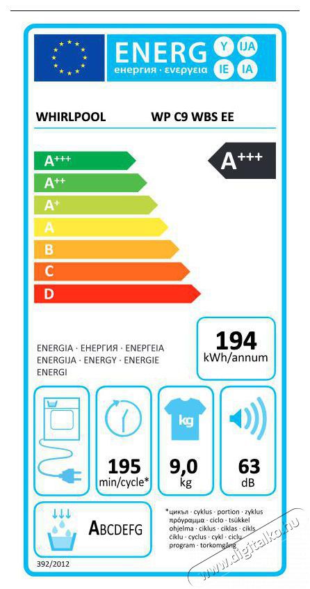 Whirlpool WP C9 WBS EE hőszivatty&uacute;s sz&aacute;r&iacute;t&oacute;g&eacute;p H&aacute;ztart&aacute;s / Otthon / K&uuml;lt&eacute;r - Mos&oacute;g&eacute;p / sz&aacute;r&iacute;t&oacute;g&eacute;p - Sz&aacute;r&iacute;t&oacute;g&eacute;p - 502750