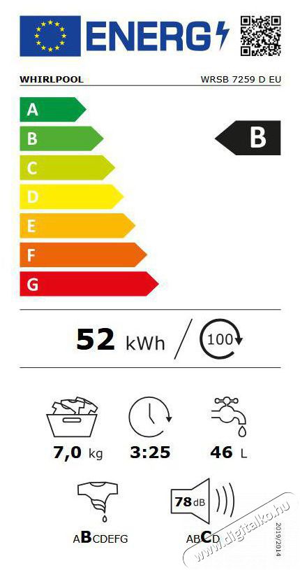 Whirlpool WRSB7259DEU Slim Mos&oacute;g&eacute;p H&aacute;ztart&aacute;s / Otthon / K&uuml;lt&eacute;r - Mos&oacute;g&eacute;p / sz&aacute;r&iacute;t&oacute;g&eacute;p - El&ouml;lt&ouml;ltős keskeny (45cm-ig) mos&oacute;g&eacute;p - 500865