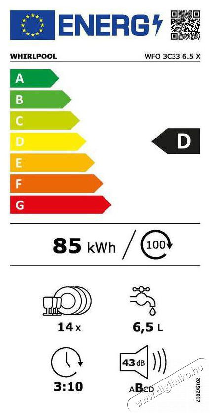 Whirlpool WFO 3C33 6.5 X Konyhai term&eacute;kek - Mosogat&oacute;g&eacute;p - Norm&aacute;l (60cm) szabadon&aacute;ll&oacute; mosogat&oacute;g&eacute;p - 520359