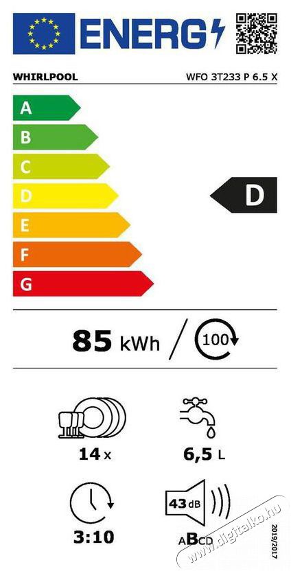 Whirlpool WFO 3T233 P 6.5 X Supreme Clean Norm&aacute;l (60cm) szabadon&aacute;ll&oacute; mosogat&oacute;g&eacute;p Konyhai term&eacute;kek - Mosogat&oacute;g&eacute;p - Norm&aacute;l (60cm) szabadon&aacute;ll&oacute; mosogat&oacute;g&eacute;p - 528324