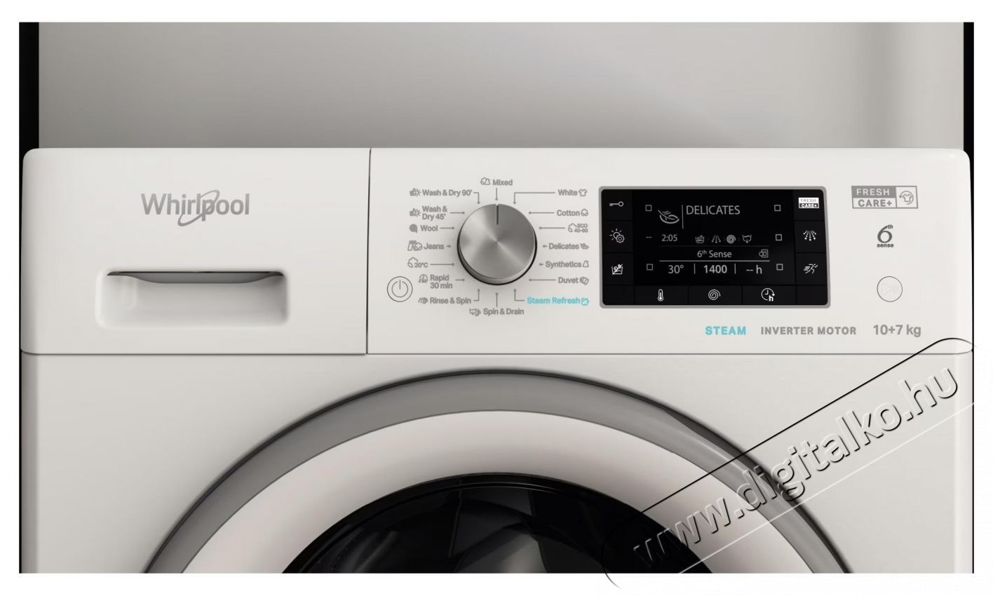 Whirlpool FreshCare+ FFWDD1076258SVEE Mos&oacute;-sz&aacute;r&iacute;t&oacute;g&eacute;p, 10 kg mos&aacute;s, 7 kg sz&aacute;r&iacute;t&aacute;s, 1600 ford/perc, Inverter Motor, LCD Display, B energiaoszt&aacute;ly, Feh&eacute;r H&aacute;ztart&aacute;s / Otthon / K&uuml;lt&eacute;r - Mos&oacute;g&eacute;p / sz&aacute;r&iacute;t&oacute;g&eacute;p - Mos&oacute;-sz&aacute;r&iacute;t&oacute;g&eacute;p - 537539