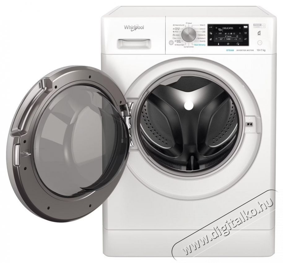 Whirlpool FreshCare+ FFWDD1076258SVEE Mos&oacute;-sz&aacute;r&iacute;t&oacute;g&eacute;p, 10 kg mos&aacute;s, 7 kg sz&aacute;r&iacute;t&aacute;s, 1600 ford/perc, Inverter Motor, LCD Display, B energiaoszt&aacute;ly, Feh&eacute;r H&aacute;ztart&aacute;s / Otthon / K&uuml;lt&eacute;r - Mos&oacute;g&eacute;p / sz&aacute;r&iacute;t&oacute;g&eacute;p - Mos&oacute;-sz&aacute;r&iacute;t&oacute;g&eacute;p - 537539