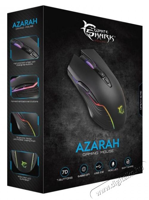 White Shark AZARAH GM-5003 6400dpi fekete gamer eg&eacute;r Iroda &eacute;s sz&aacute;m&iacute;t&aacute;stechnika - Eg&eacute;r - Vezet&eacute;kes eg&eacute;r - 403898