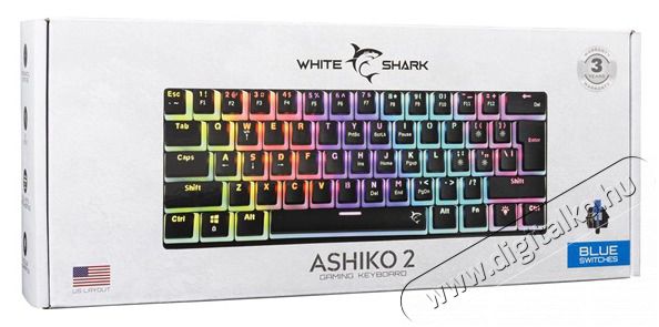 White Shark GK-2202-2B/BL-US Ashiko 2 US fekete (blue switch) gamer billentyűzet Iroda &eacute;s sz&aacute;m&iacute;t&aacute;stechnika - Billentyűzet / billentyűzet szett - Vezet&eacute;kes - 507090