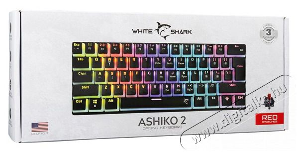 White Shark GK-2202-2B/R-US Ashiko 2 US fekete (red switch) gamer billentyűzet Iroda &eacute;s sz&aacute;m&iacute;t&aacute;stechnika - Billentyűzet / billentyűzet szett - Vezet&eacute;kes - 507091