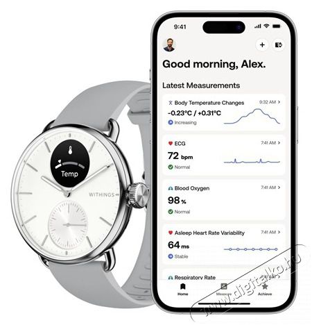 WITHINGS HWA10-model 2 ScanWatch 2 38mm feh&eacute;r okos&oacute;ra Mobil / Kommunik&aacute;ci&oacute; / Smart - Okos eszk&ouml;z - Okos&oacute;ra - 507794