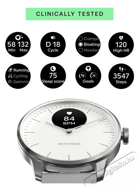 WITHINGS HWA11-model 3 ScanWatch Light 37mm feh&eacute;r okos&oacute;ra Mobil / Kommunik&aacute;ci&oacute; / Smart - Okos eszk&ouml;z - Okos&oacute;ra - 507710