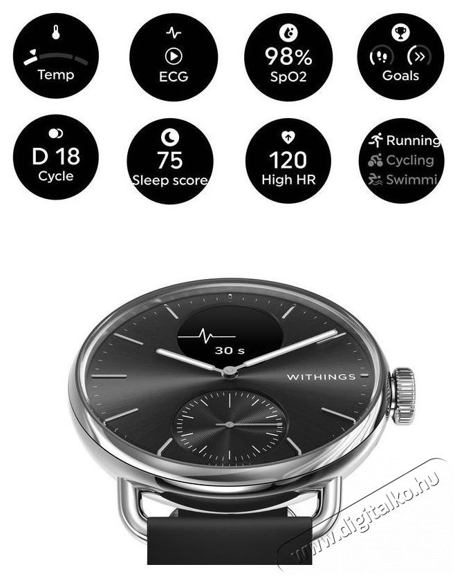 WITHINGS Scanwatch 2 38mm - Black Mobil / Kommunik&aacute;ci&oacute; / Smart - Okos eszk&ouml;z - Okos&oacute;ra - 520367