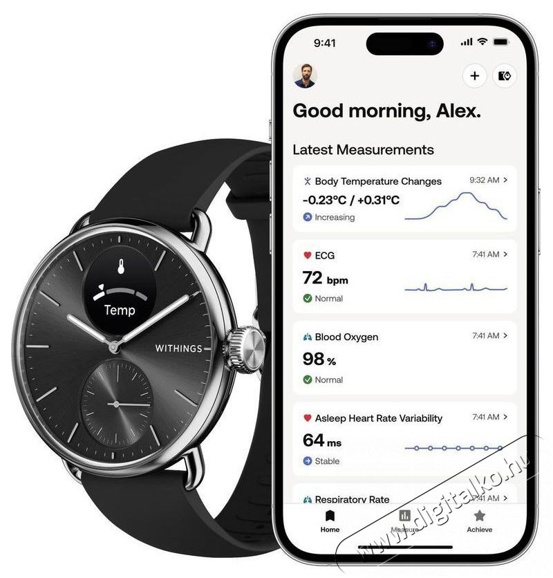 WITHINGS Scanwatch 2 38mm - Black Mobil / Kommunik&aacute;ci&oacute; / Smart - Okos eszk&ouml;z - Okos&oacute;ra - 520367