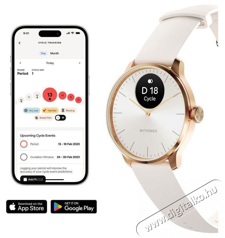 WITHINGS Scanwatch Light 37mm - Sand Mobil / Kommunik&aacute;ci&oacute; / Smart - Okos eszk&ouml;z - Okos&oacute;ra - 520365