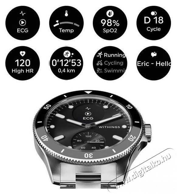 WITHINGS Scanwatch Nova 42 mm, fekete Mobil / Kommunik&aacute;ci&oacute; / Smart - Okos eszk&ouml;z - Okos&oacute;ra - 520366
