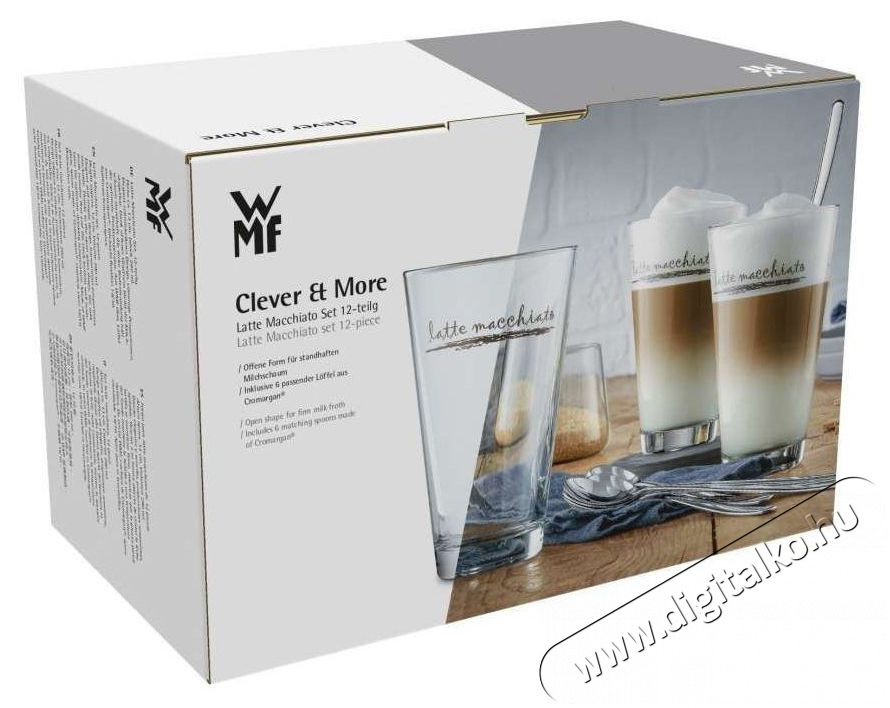 Wmf 99626999999 Latte Macchiato k&eacute;szlet, poharak + kanalak 6db Konyhai term&eacute;kek - K&aacute;v&eacute;főző / k&aacute;v&eacute;&ouml;rlő / kieg&eacute;sz&iacute;tő - K&aacute;v&eacute;s poh&aacute;r / cs&eacute;sze - 526677