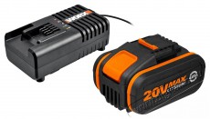 Worx 20 V / 4,0 Ah akkumulátor WA3553 + 2,0 A töltő WA3880 Akkuk és töltők - Li-ion akkumulátor és töltő (gyári) - Szettben - 519267