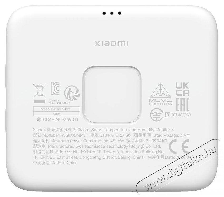 Xiaomi MI TEMPERATURE AND HUMIDITY MONITOR 3 HŐM&Eacute;RŐ H&aacute;ztart&aacute;s / Otthon / K&uuml;lt&eacute;r - Lak&aacute;sfelszerel&eacute;s - Időj&aacute;r&aacute;s &aacute;llom&aacute;s - 516452