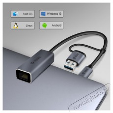Yenkee YTC 013 gigabites ethernet adapter USB 3.0 &eacute;s USB-C 3.1 portokkal Tv kieg&eacute;sz&iacute;tők - K&aacute;bel / csatlakoz&oacute; - Csatlakoz&oacute; / eloszt&oacute; / &aacute;talak&iacute;t&oacute; - 376957