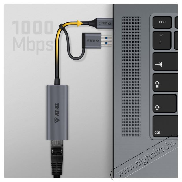 Yenkee YTC 013 gigabites ethernet adapter USB 3.0 &eacute;s USB-C 3.1 portokkal Tv kieg&eacute;sz&iacute;tők - K&aacute;bel / csatlakoz&oacute; - Csatlakoz&oacute; / eloszt&oacute; / &aacute;talak&iacute;t&oacute; - 376957