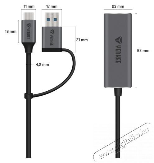 Yenkee YTC 013 gigabites ethernet adapter USB 3.0 &eacute;s USB-C 3.1 portokkal Tv kieg&eacute;sz&iacute;tők - K&aacute;bel / csatlakoz&oacute; - Csatlakoz&oacute; / eloszt&oacute; / &aacute;talak&iacute;t&oacute; - 376957