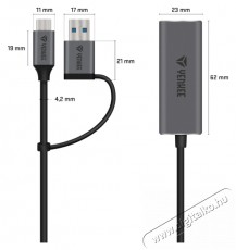 Yenkee YTC 013 gigabites ethernet adapter USB 3.0 &eacute;s USB-C 3.1 portokkal Tv kieg&eacute;sz&iacute;tők - K&aacute;bel / csatlakoz&oacute; - Csatlakoz&oacute; / eloszt&oacute; / &aacute;talak&iacute;t&oacute; - 376957