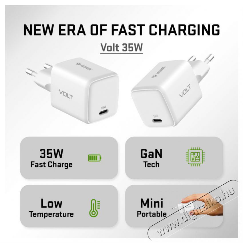 Yenkee YAC G35 VOLT Charger USB C 35W Mobil / Kommunik&aacute;ci&oacute; / Smart - Mobiltelefon kieg&eacute;sz&iacute;tő / tok - H&aacute;l&oacute;zati-, aut&oacute;s t&ouml;ltő - 495008