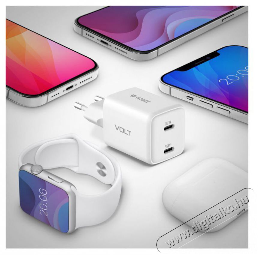 Yenkee YAC G35D VOLT Charger 2x18W GaN Mobil / Kommunik&aacute;ci&oacute; / Smart - Mobiltelefon kieg&eacute;sz&iacute;tő / tok - H&aacute;l&oacute;zati-, aut&oacute;s t&ouml;ltő - 495009