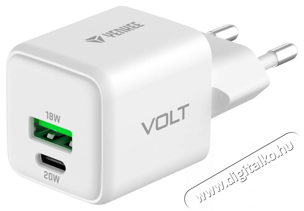 Yenkee YAC G38 VOLT Charger 18+20W GaN Mobil / Kommunik&aacute;ci&oacute; / Smart - Mobiltelefon kieg&eacute;sz&iacute;tő / tok - H&aacute;l&oacute;zati-, aut&oacute;s t&ouml;ltő - 495010
