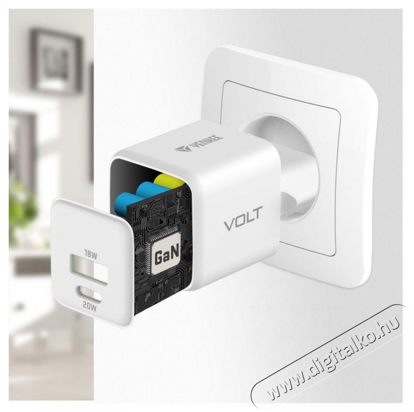 Yenkee YAC G38 VOLT Charger 18+20W GaN Mobil / Kommunik&aacute;ci&oacute; / Smart - Mobiltelefon kieg&eacute;sz&iacute;tő / tok - H&aacute;l&oacute;zati-, aut&oacute;s t&ouml;ltő - 495010