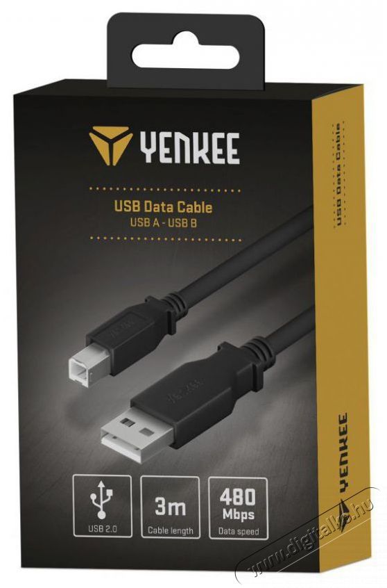 Yenkee YCU 016 BK USB A/B Printer 3m Iroda &eacute;s sz&aacute;m&iacute;t&aacute;stechnika - Sz&aacute;m&iacute;t&oacute;g&eacute;p tartoz&eacute;k - USB k&aacute;bel - 495032