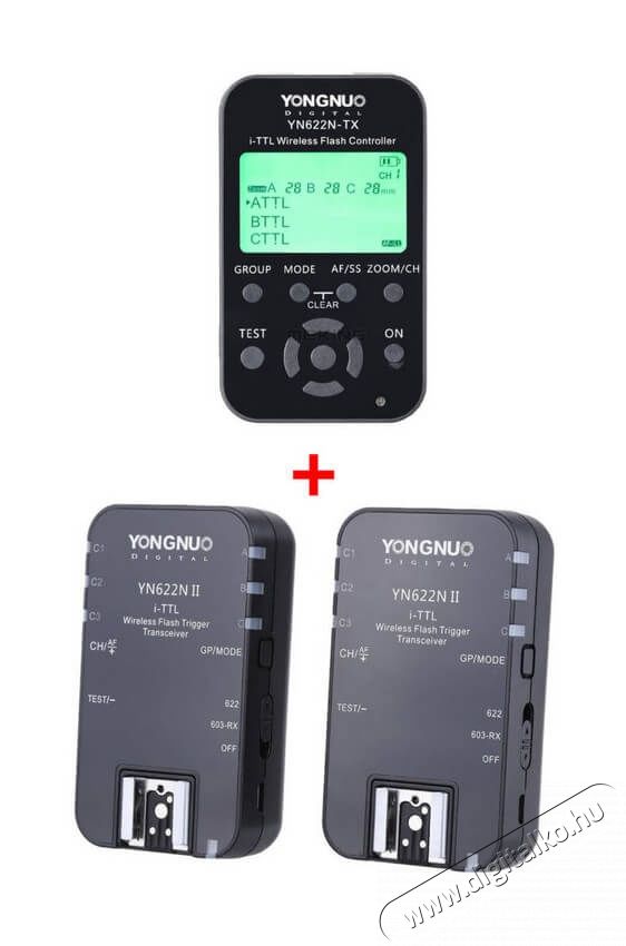Yongnuo YN622TX Nikon + 2db YN622C II kiold&oacute; szett F&eacute;nyk&eacute;pezőg&eacute;p / kamera - Sport kamera tartoz&eacute;kok - T&aacute;vvez&eacute;rlő - 319142