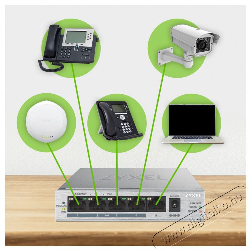 Zyxel GS1005-HP 5port Gigabit LAN Nem menedzselhető PoE+ Switch Iroda &eacute;s sz&aacute;m&iacute;t&aacute;stechnika - H&aacute;l&oacute;zat - Switch - 392890