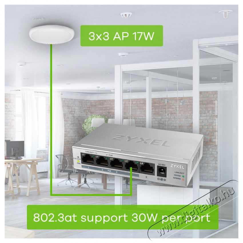 Zyxel GS1005-HP 5port Gigabit LAN Nem menedzselhető PoE+ Switch Iroda &eacute;s sz&aacute;m&iacute;t&aacute;stechnika - H&aacute;l&oacute;zat - Switch - 392890