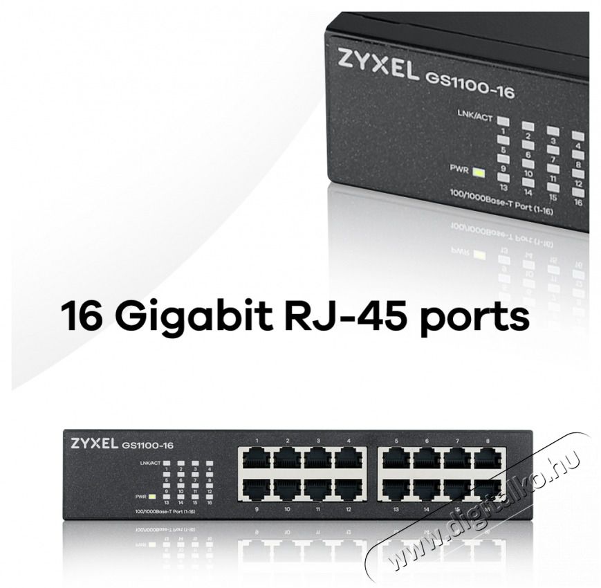 Zyxel GS1100-16 v3 16port 10/100/1000Mbps LAN Switch Iroda &eacute;s sz&aacute;m&iacute;t&aacute;stechnika - H&aacute;l&oacute;zat - Switch - 392884