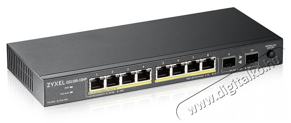 Zyxel GS1100-10HP 8x GbE LAN PoE (120W) 2x GbE SFP port PoE switch Iroda &eacute;s sz&aacute;m&iacute;t&aacute;stechnika - H&aacute;l&oacute;zat - Switch - 431887